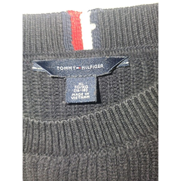 Tommy Hilfiger Flag Sweater Black Knit Youth XL 16/18 Women’s Small Logo... - Picture 5 of 10